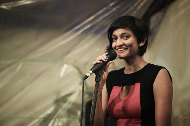 Mumbai resident Ramya Pandyan has recited her poem, Lullaby, to live music in the dark. Mumbai resident Ramya Pandyan has recited her poem, Lullaby, to live music in the dark.