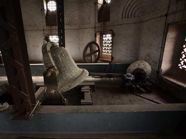 The  roof of the church has been waterproofed to avoid further damage.  (Gurinder Osan/HT Photo) 