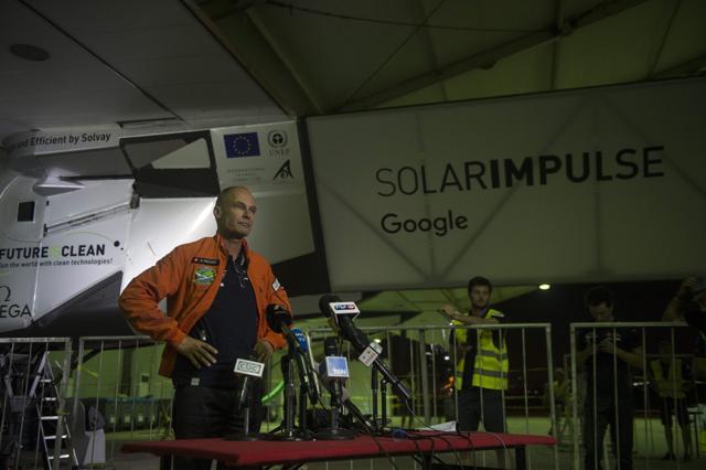 Pilot Bertrand Piccard talks to media before taking off (AFP) Pilot Bertrand Piccard talks to media before taking off (AFP)