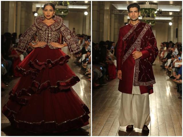 Flared pants were the highlight at Gangwani’s show. Ditching the conventional churidars and straight pyjamas, the male models paraded in flared pants. These were teamed with velvet jackets, kurtas and stoles. (Rajessh Kashyap/HT Photo) Flared pants were the highlight at Gangwani’s show. Ditching the conventional churidars and straight pyjamas, the male models paraded in flared pants. These were teamed with velvet jackets, kurtas and stoles. (Rajessh Kashyap/HT Photo)