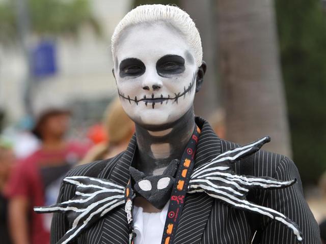 Chelsea Finch, 18, of Brisbane, Australia, plays the character Jack Skellington from the movie The Nightmare Before Christmas. (AFP) Chelsea Finch, 18, of Brisbane, Australia, plays the character Jack Skellington from the movie The Nightmare Before Christmas. (AFP)