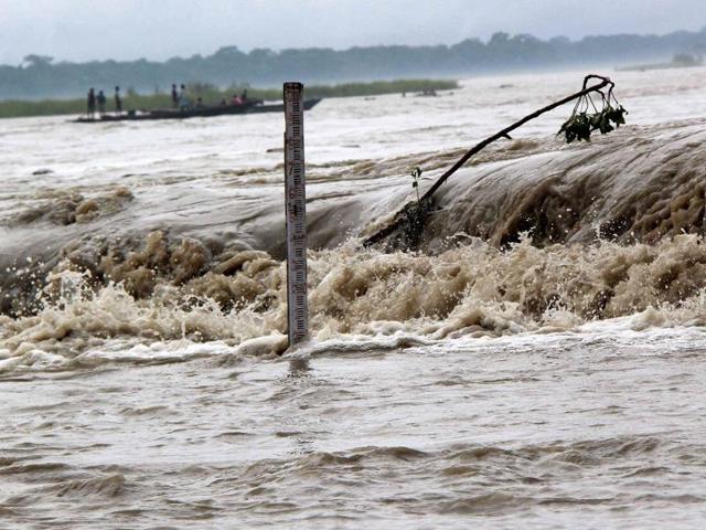 Flood waters near Manas National Park in Baksa district of Assam. (PTI Photo) Flood waters near Manas National Park in Baksa district of Assam. (PTI Photo)