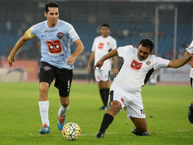 The charitable football match was played between Bollywood actors and Indian Parliamentarians. (AFP) 