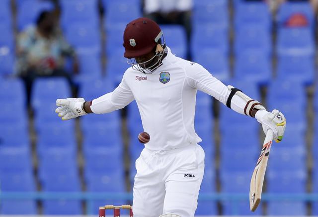 West Indies' Marlon Samuels disappointed in the first Test against India. (AP) West Indies' Marlon Samuels disappointed in the first Test against India. (AP)