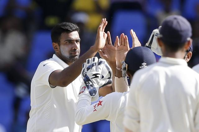 Ashwin, who went wicketless in the first innings, found guile and spin at the right time to befuddle West Indies from the second session. (AFP) Ashwin, who went wicketless in the first innings, found guile and spin at the right time to befuddle West Indies from the second session. (AFP)
