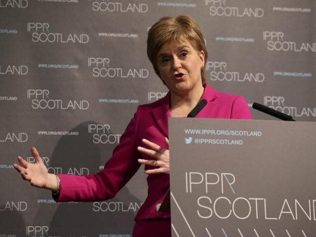 Scotland First Minister Nicola Sturgeon speaks at the Institute for Public Policy Research think tank in Edinburgh on Monday. (Reuters) Scotland First Minister Nicola Sturgeon speaks at the Institute for Public Policy Research think tank in Edinburgh on Monday. (Reuters)