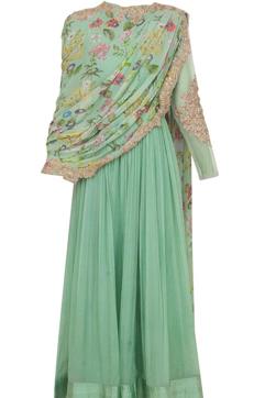 Designer Ridhi Mehra’s new collection has pistachio green anarkalis. The colour is being preferred by many brides nowadays.
