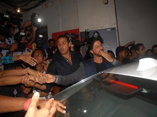 Actor Shah Rukh Khan at a movie screening in Mumbai. The government downgraded his security in January 2016. (Prodip Guha/HT PHOTO) 