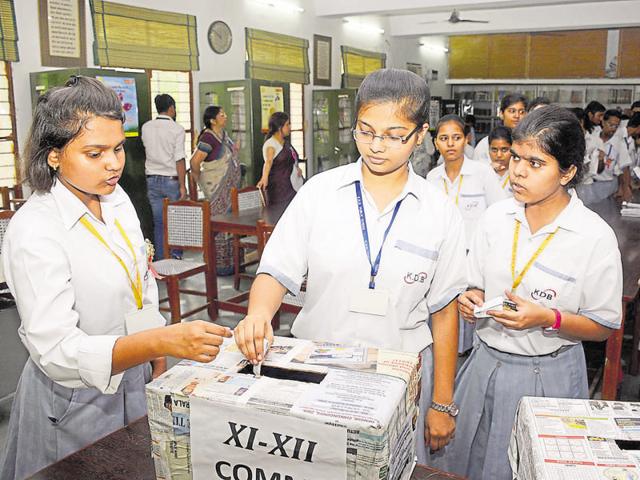 KDB Public School in Kavi Nagar held elections for the post of head boy and head girl. (Sakib Ali/HT Photo) KDB Public School in Kavi Nagar held elections for the post of head boy and head girl. (Sakib Ali/HT Photo)
