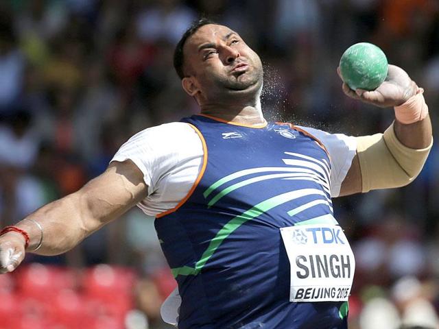 India's Inderjeet Singh competes in men's shot put qualification at the World Athletics Championships at the Bird's Nest stadium in Beijing. (AP Photo/Andy Wong) India's Inderjeet Singh competes in men's shot put qualification at the World Athletics Championships at the Bird's Nest stadium in Beijing. (AP Photo/Andy Wong)