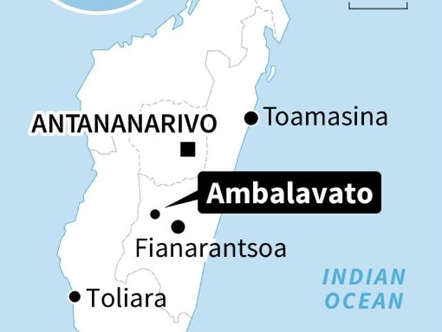 Map locating Ambalavato in Madagascar, where dozens of people, including children, died in a house fire. (AFP) Map locating Ambalavato in Madagascar, where dozens of people, including children, died in a house fire. (AFP)