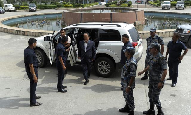 Maoist chairman Prachanda (C) arrives at Parliament in Kathmandu on July 13. Nepal will not use one country against the other, Prachanda tells HT in an interview. (AFP) Maoist chairman Prachanda (C) arrives at Parliament in Kathmandu on July 13. Nepal will not use one country against the other, Prachanda tells HT in an interview. (AFP)