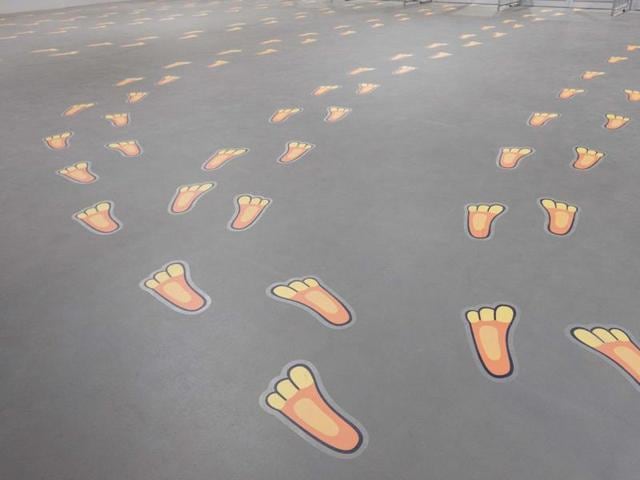 Footprints of Vinicius, the Olympic mascot, are seen at the entrance of the cafeteria of the Olympic and Paralympic Village for the 2016 Rio Olympic Games in Rio de Janeiro. (AFP photo) Footprints of Vinicius, the Olympic mascot, are seen at the entrance of the cafeteria of the Olympic and Paralympic Village for the 2016 Rio Olympic Games in Rio de Janeiro. (AFP photo)