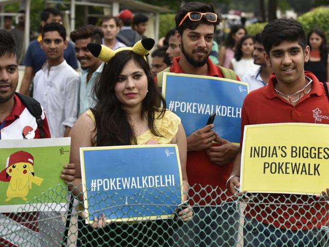India isin’t far behind in the celebration of Pokemon mania. Several walks are being organised across the country by gamers who wish to catch as many Pokemons as quickly as possible. (Raj K Raj/HT Photo) India isin’t far behind in the celebration of Pokemon mania. Several walks are being organised across the country by gamers who wish to catch as many Pokemons as quickly as possible. (Raj K Raj/HT Photo)