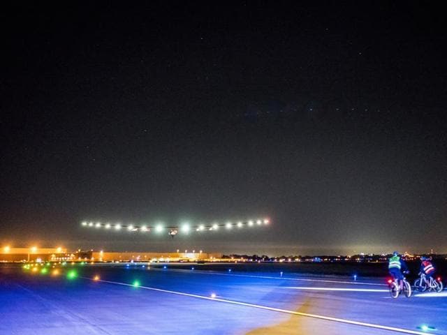 The Swiss-made Solar Impulse 2  on Tuesday touched down at Abu Dhabi airport, becoming the first such aircraft to circumnavigate the earth without any fuel usage. It was solely powered by solar energy.  (AP) 