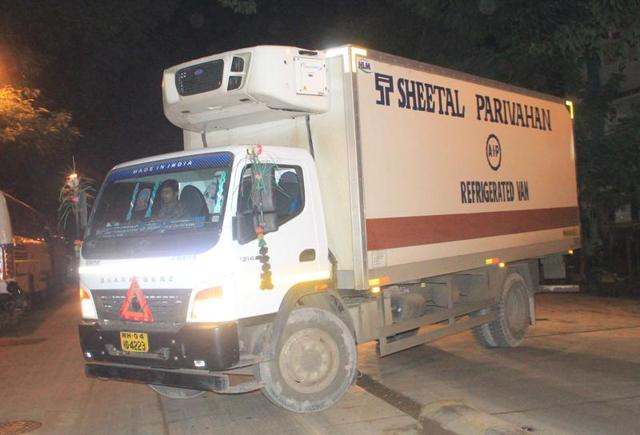 The refrigerated van used to bring the penguins to the zoo. (Bhushan Koyande)