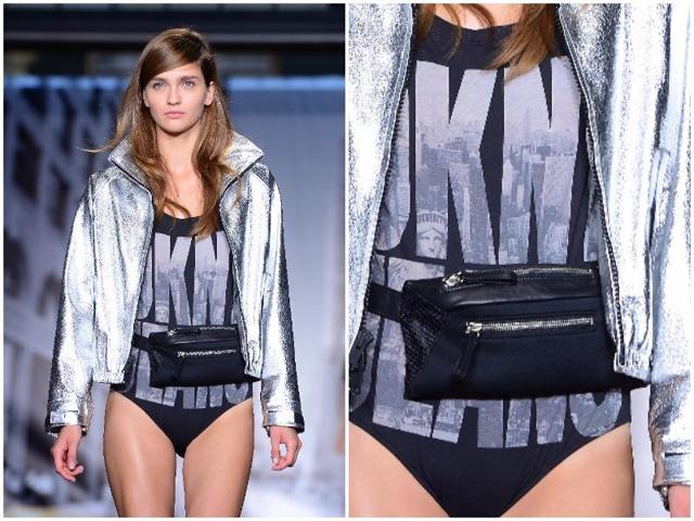 Bodies and bum bags were paired with 1980s-style metallics at the Spring/Summer 2013 show. (AFP) 