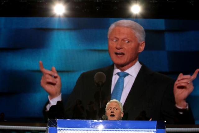 Former US President Bill Clinton delivers remarks on the second day of the Democratic National Convention at the Wells Fargo Center in Philadelphia, Pennsylvania. (AFP) Former US President Bill Clinton delivers remarks on the second day of the Democratic National Convention at the Wells Fargo Center in Philadelphia, Pennsylvania. (AFP)