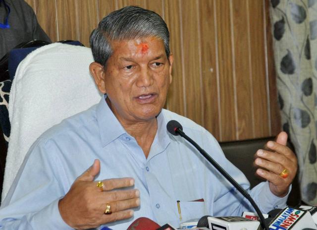 Uttarakhand chief minister Harish Rawat addresses the media in Dehradun. (PTI Photo)