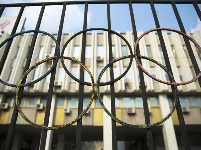 The Olympics rings are seen on a fence in front of the Russian Olympic Committee building in Moscow. (AP Photo) The Olympics rings are seen on a fence in front of the Russian Olympic Committee building in Moscow. (AP Photo)