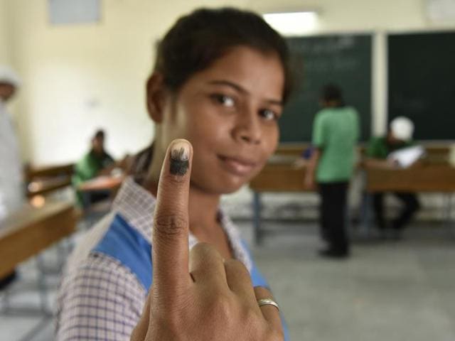 Instead of selecting class monitors, Sarvodaya Vidyalaya in Vasant Vihar held elections for four ‘panches’ and a ‘sarpanch’this month.(Vipin Kumar/HT PHOTO)