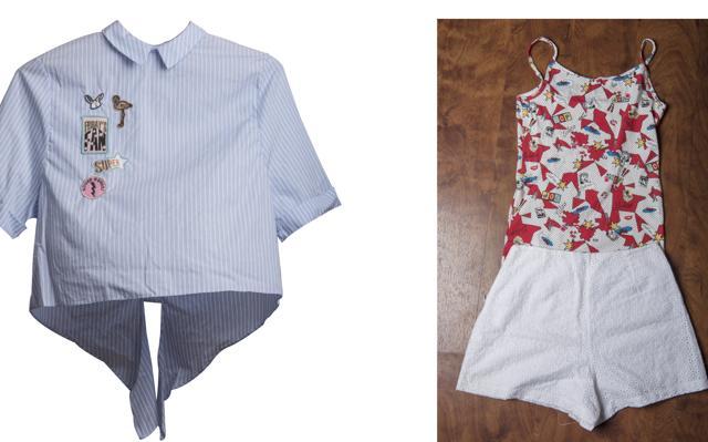 (From left) A shirt from Zara; A top from Pull&Bear and shorts from Zara (Photo: Aalok Soni/HT) (From left) A shirt from Zara; A top from Pull&Bear and shorts from Zara (Photo: Aalok Soni/HT)