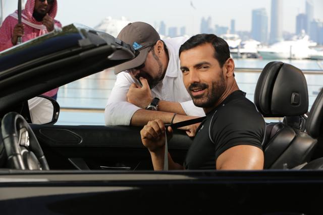 John gearing up for the chase sequence in Dishoom.