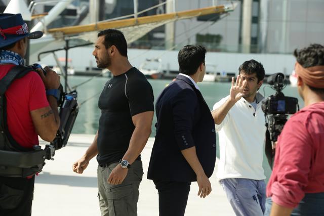 John and Varun all set for the helicopter sequence in Dishoom.