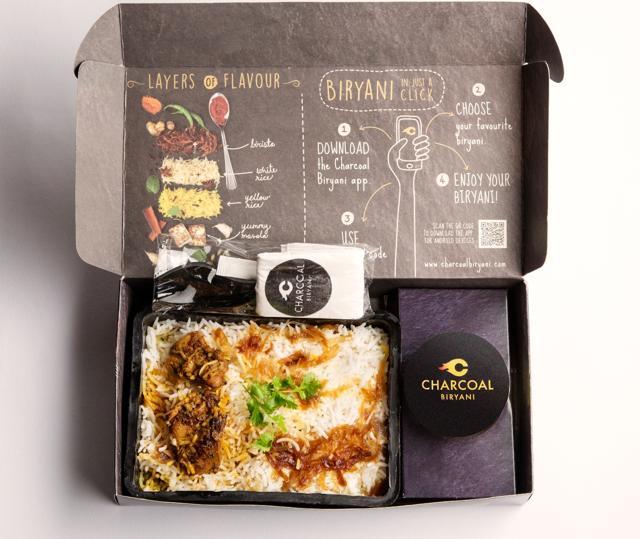 A box of biryani by Charcoal Biryani A box of biryani by Charcoal Biryani