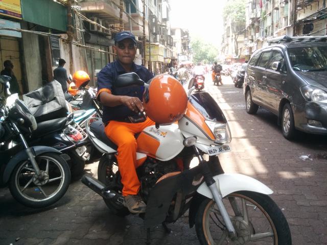Dinesh Chaurasiya, our rider for the day, has been doing deliveries for seven years now. He says demand is higher now (Photo: Sarit Ray/HT) Dinesh Chaurasiya, our rider for the day, has been doing deliveries for seven years now. He says demand is higher now (Photo: Sarit Ray/HT)