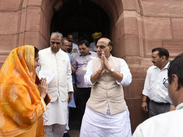 Home minister Rajnath Singh will visit Islamabad on August 3-4 to attend the meeting of home and interior ministers of South Asian Association for Regional Cooperation (Saarc) nations. (Sonu Mehta/ HT Photo) Home minister Rajnath Singh will visit Islamabad on August 3-4 to attend the meeting of home and interior ministers of South Asian Association for Regional Cooperation (Saarc) nations. (Sonu Mehta/ HT Photo)