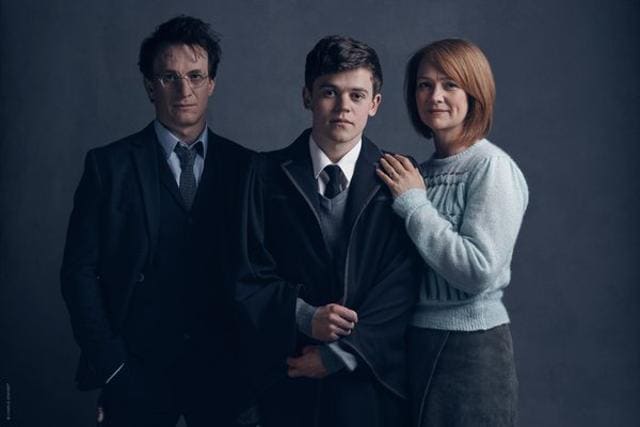 Jamie Parker, Sam Clemmett and Poppy Miller pose for a Potter family portrait. (Pottermore) Jamie Parker, Sam Clemmett and Poppy Miller pose for a Potter family portrait. (Pottermore)