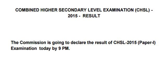 SSC CHSL 2015 exam results notification. (Courtesy/SSC.nic.in) SSC CHSL 2015 exam results notification. (Courtesy/SSC.nic.in)