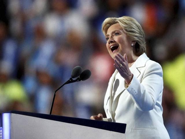 Democratic presidential nominee Hillary Clinton speaks during the final day of the Democratic National Convention in Philadelphia.(AP Photo)