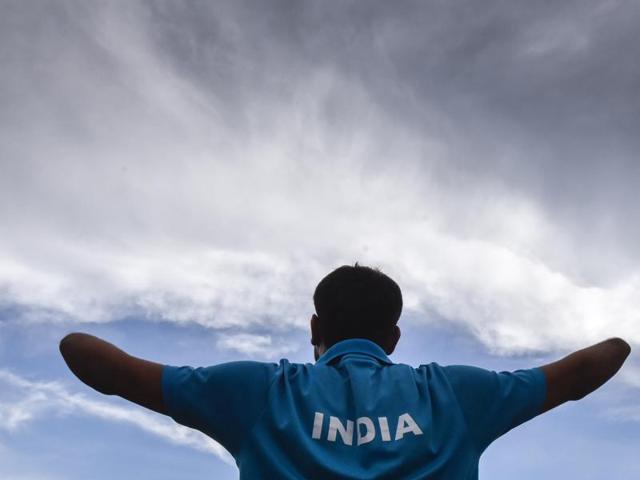 Para-swimmer Suyash Jadhav, 22,  will represent India in the men’s 50m butterfly, men’s 50m freestyle and men’s 200m individual medley at the Rio Paralympic Games.  Jadhav lost his hands in a freak accident at the age of 11, but that clearly didn’t stop him from focusing on what he could do best. (KUNAL PATIL/HT) 