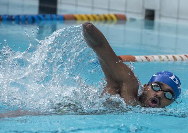‘Hard work can get you anything, think of what you have and not what you don't have,’ says Jadhav. “I have very little time to train and I have to train harder to improve my timing. My sole aim is to qualify for the finals in Rio. After this, I will aim for the 2018 Asian Para Games, so I win more laurels for India ,” he says. (KUNAL PATIL/HT) 