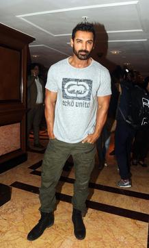 John Abraham at a promotional event for Dishoom in Mumbai. (AFP) John Abraham at a promotional event for Dishoom in Mumbai. (AFP)