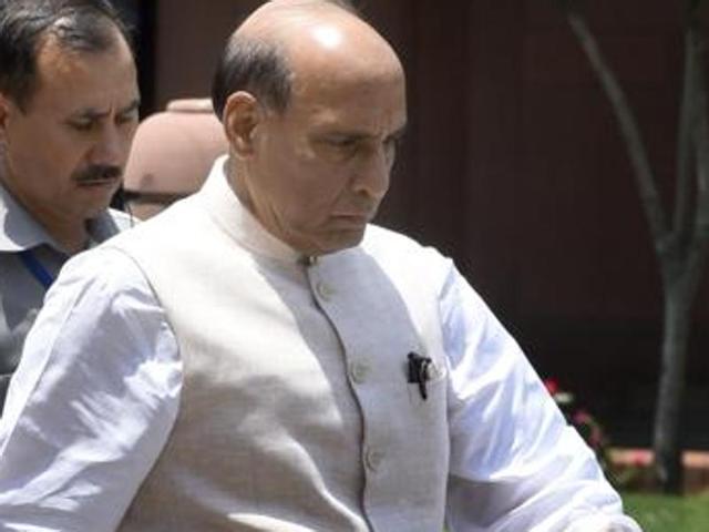 Home minister Rajnath Singh will be accompanied by Union home secretary Rajiv Mehrishi and several other senior officers of the home ministry. (Sonu Mehta/Hindustan Times file) Home minister Rajnath Singh will be accompanied by Union home secretary Rajiv Mehrishi and several other senior officers of the home ministry. (Sonu Mehta/Hindustan Times file)