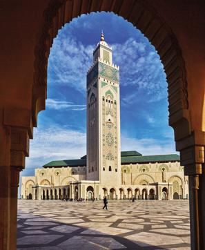 The Hassan II Mosque, located on the brink of the Atlantic Ocean, is an architectural marvel that took seven years to build.