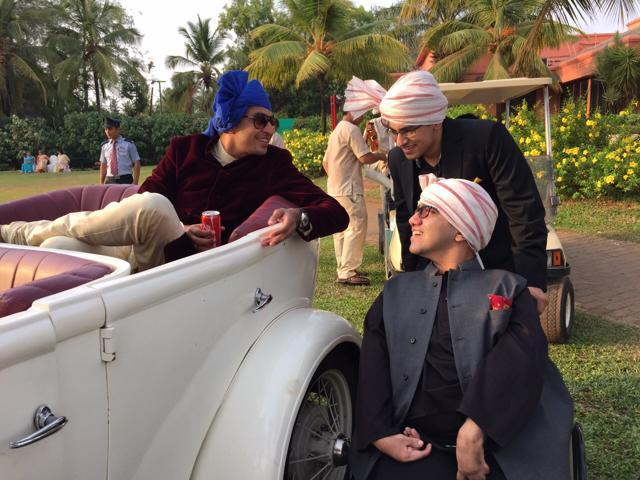 Nipun Malhotra (right) at a friend’s wedding in Goa last year. A music lover and foodie, he says he loves checking out new restaurants in Delhi but when he is in a group, is rarely given the menu or the bill.