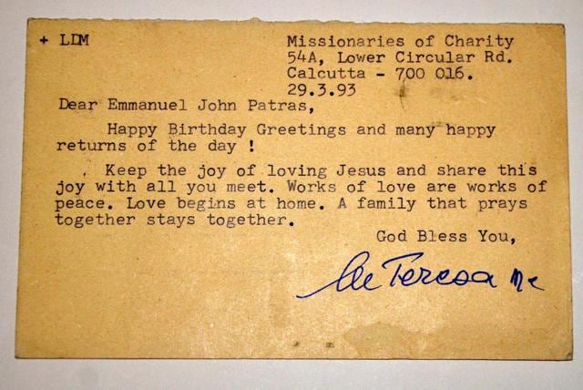 Of all the autographs he has acquired over almost three decades of hunting, his most prized possession is the signature of Mother Teresa.