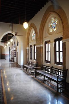 The stained glass windows now sport special restoration glass imported from the UK.