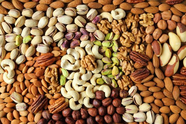 Study results suggest that people who consumed five or more servings of nuts per week had lower levels of C-reactive protein and interleukin 6 than those who never or almost never ate nuts. (Shutterstock)