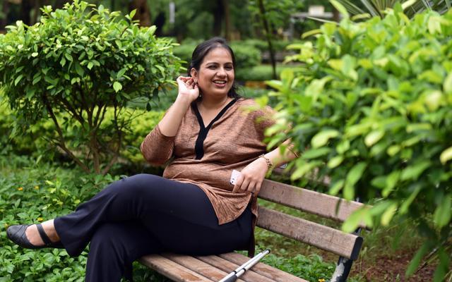 Nidhi Goyal is a writer and gender rights activist, holds training sessions around the world and has turned some of the everyday prejudices she faces into a stand up comedy act titled, Can you see me now? (Pratham Gokhale/ HT Photo )