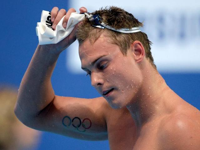 A file photo of Russia's Vladimir Morozov reacting after the semi-finals of the men's 100m freestyle.(AFP Photo)