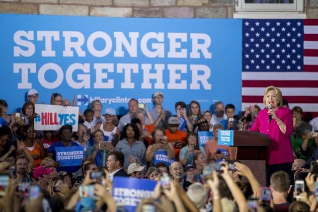 Democratic presidential candidate Hillary Clinton speaks during a rally at Broad Street Market in Harrisburg. (AP) Democratic presidential candidate Hillary Clinton speaks during a rally at Broad Street Market in Harrisburg. (AP)