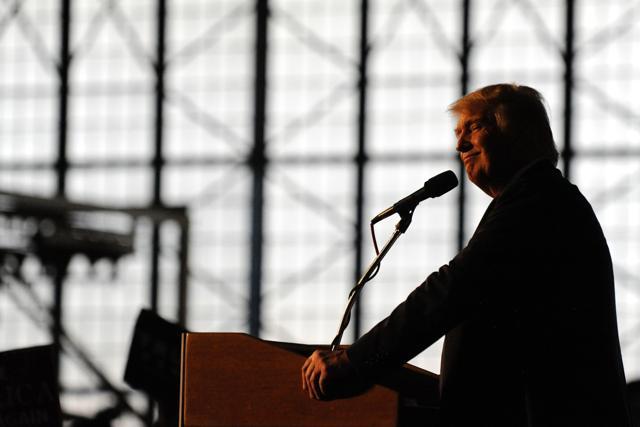 Republican President candidate Donald Trump addresses supporters at the Wings Over the Rockies Air & Space Museum in Denver, Colorado. (AFP) Republican President candidate Donald Trump addresses supporters at the Wings Over the Rockies Air & Space Museum in Denver, Colorado. (AFP)