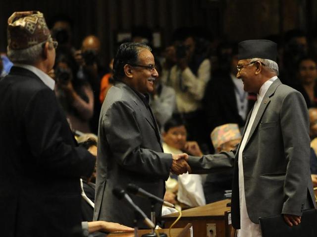Maoist chairman Pushpa Kamal Dahal ‘Prachanda’, (centre), who is the sole candidate for the top post as of now, is backed by Nepali Congress, the largest party in the Parliament, making it sure he will become the 39th prime minister of Nepal. (AFP File) Maoist chairman Pushpa Kamal Dahal ‘Prachanda’, (centre), who is the sole candidate for the top post as of now, is backed by Nepali Congress, the largest party in the Parliament, making it sure he will become the 39th prime minister of Nepal. (AFP File)