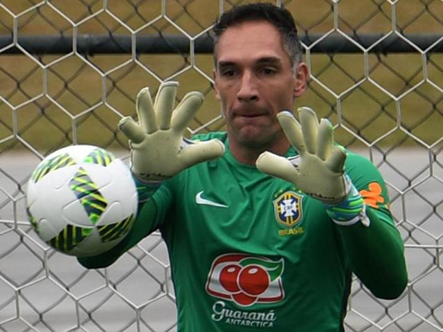 Brazilian Olympic football team goalie Fernando Prass, 38, takes part in a training session ahead of the Rio 2016.(AFP Photo) Brazilian Olympic football team goalie Fernando Prass, 38, takes part in a training session ahead of the Rio 2016.(AFP Photo)