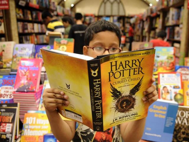 Harry Potter and the Cursed Child book sale at Om book shop, GIP Mall, Noida. (Sunil Ghosh/HT Photo)